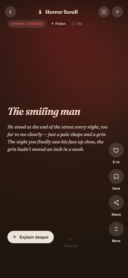 Curio swipe feed